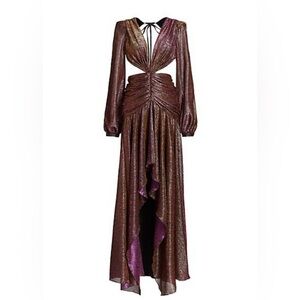PatBO Metallic Backless Dress in Purple and Gold